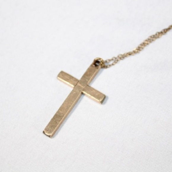 12kt Gold Filled Etched Cross w/12kt GF Chain - Picture 4 of 4